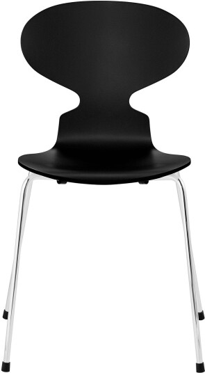 Fritz Hansen - 3101 Myran 4 Ben Lackad Svart Underrede Förkromat Stål Spisestoler Arne Jacobsen Metall/tre