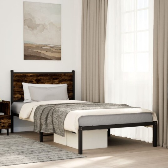  Sengeramme i metall uten madrass røkt eik 100x190 cm 8721102952487