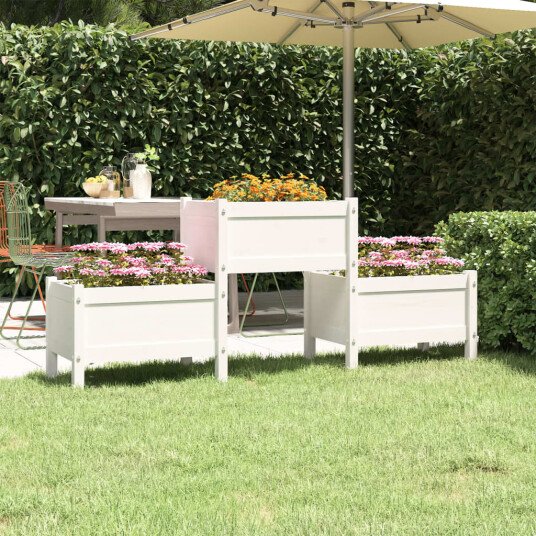 vidaXL Plantekasse hvit 178,5x44x75 cm heltre furu