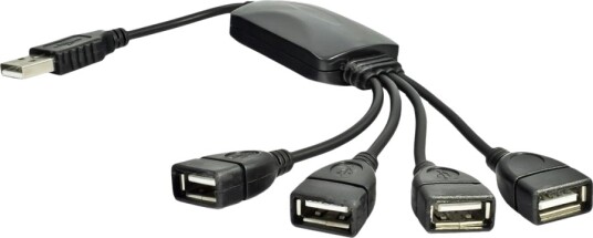 Akyga Hub Usb 2.0 Ak-Ad-13 4 Porter Svart 15Cm