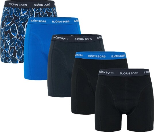 Björn Borg Multi Cotton Stretch Boxer 5-Pack M - Svart/Blå Herreklær Björn Borg Multi Cotton Stretch Boxer 5-Pack M - Svart/Blå Herreklær