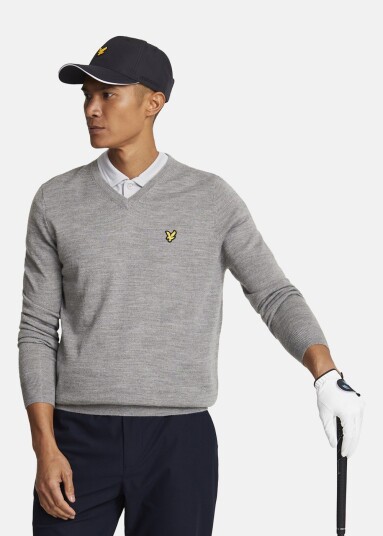 Golf V Neck Pullover Mid Grey Marl XL  Strikkede