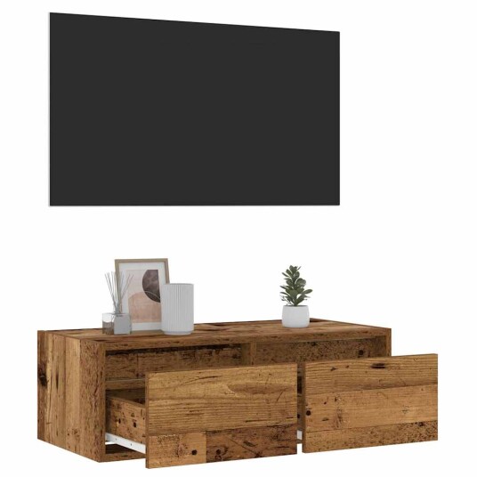 TV-benk med LED-lys gammelt tre 75x35,5x25 cm 8721158663498