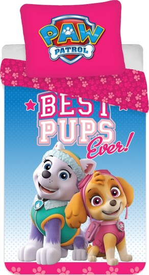 Licens Rosa sengetøy 140x200 cm Paw Patrol sengesett med Everest og Skye Vendbart design 100% bomull