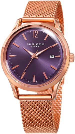 Akribos XXIV Dameklokke AK930PU Classic Lilla/Rose gulltonet stål