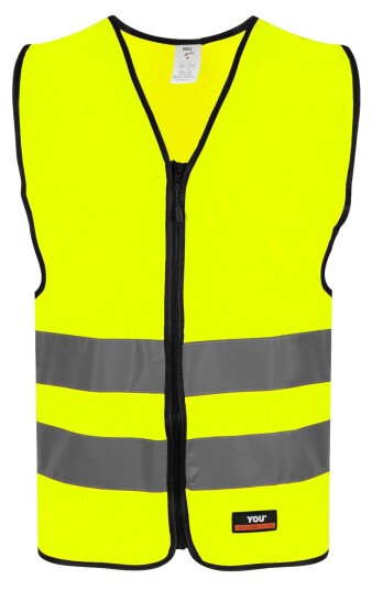 Refleksvest med glidelås jr. Gul S (12-14 år)