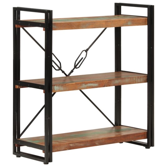 vidaXL Bokhylle 3 etasjer 77x30x80 cm gjenvunnet heltre og jern vidaXL Bokhylle 3 etasjer 77x30x80 cm gjenvunnet heltre og jern