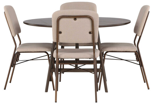 Venture Design Kaseindon & Seda spisegruppe Beige/mørkebrun 4 stoler & bord 100 cm