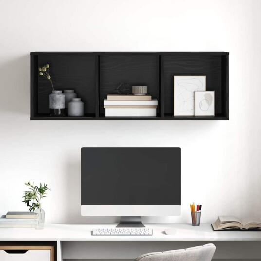 Vegghengt TV skap Svart eik 37 x 37 x 107 cm Konstruert tre Vegghengt TV skap Svart eik 37 x 37 x 107 cm Konstruert tre