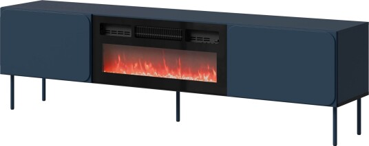 Marros TV benk 200 cm med Elektrisk Peis Blå Marros TV benk 200 cm med Elektrisk Peis Blå