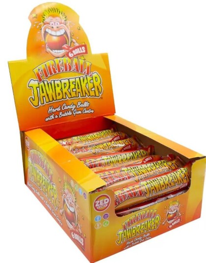 24 tk 6 pk Zed Jawbreaker med Fireball Smak og Kjerne av Tyggegummi   Hel Eske 1188 gram