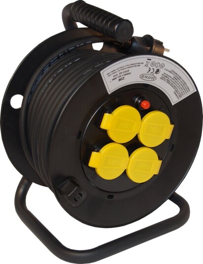 Kabeltrommel m/lokk 4-veis 25m H05RRF 3G1,5mm² IP44