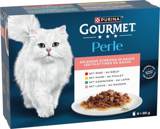 Gourmet våtfôr Perle Våtfôr Utsøkte Strimler i Saus 8x85 g