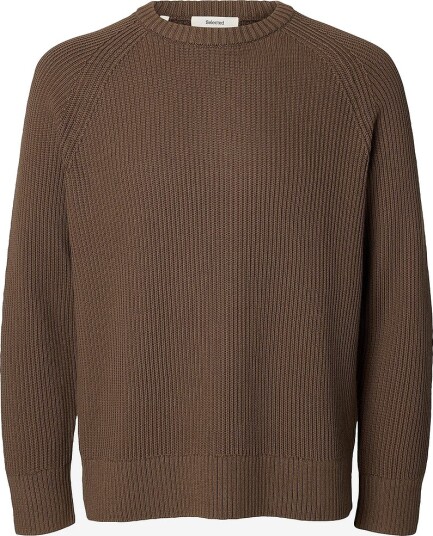Selected Slmbraun Knit Rib Crew Neck Noos Brown L