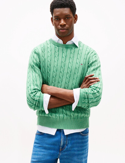 Tommy Hilfiger Classic Cable Gmd C Nk - Green - S Tommy Hilfiger Classic Cable Gmd C Nk - Green - S