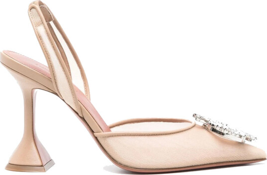 Amina Muaddi Dame Sko Beige 35 1/2 EU,