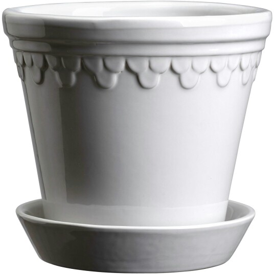 Bergs Potter Copenhagen Krukke med Tallerken Mineral White Ø16 cm