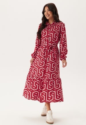 Happy Holly Viscose Long Sleeve Dress Red/Cream 52/54 Happy Holly Viscose Long Sleeve Dress Red/Cream 52/54