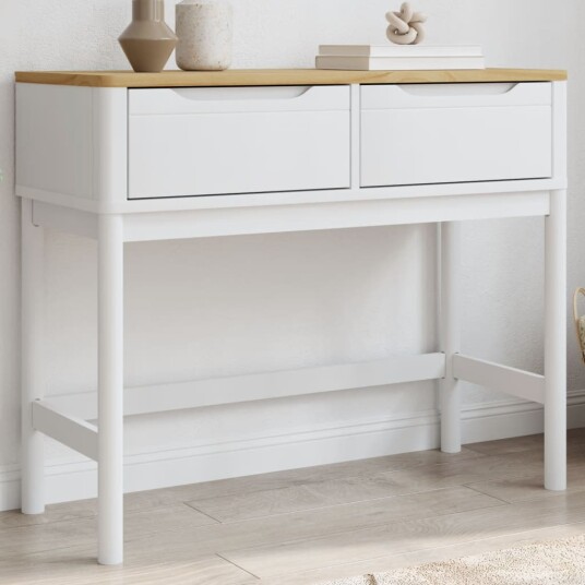 Salongbord FLORO hvit 89,5x36,5x73 cm heltre furu 374021
