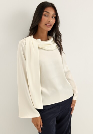 Bubbleroom Satin Scarf Blouse