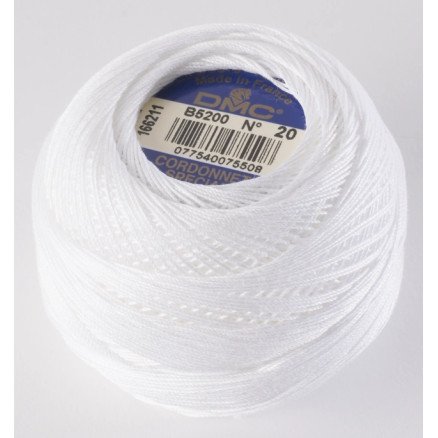 DMC Cordonnet Spécial nr. 40 Heklegarn Unicolor 0100 Hvit