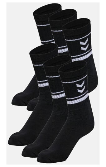 Hummel Hmlfundamental Stripe Sock 6-P Black/White 31-34 Bomullsstrømper