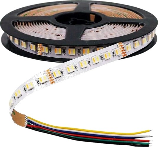 60 24W/m LED Strip Lys   CCT 3i1+RGB IP20 24V   Kulør : RGB + CCT Varm til Kald Hvit