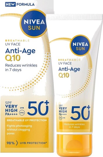 NIVEA Sun Anti-Age Q10 Solkrem SPF 50+ for Ansikt 40 ml