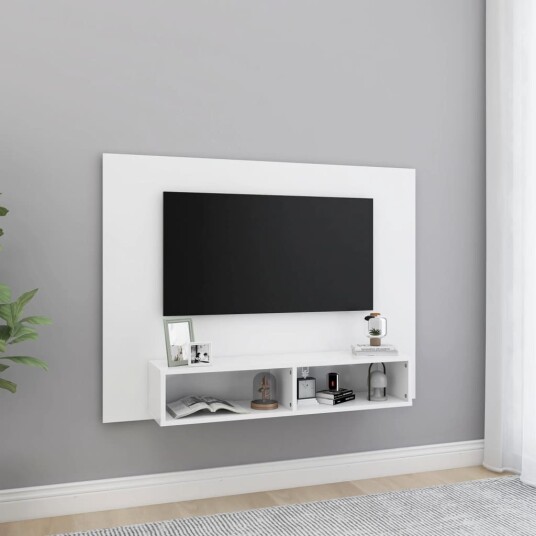  Veggmontert TV benk hvit 120x23,5x90 cm konstruert tre