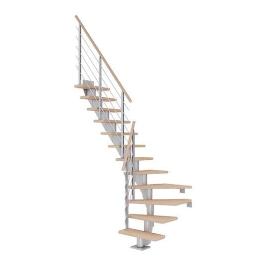 Dolle Frankfurt L-trapp I Pearl Grey -design-hvitoljeret Eik-65-11 - Loddret Høyde Op Til 258 Cm Dolle Frankfurt L-trapp I Pearl Grey -design-hvitoljeret Eik-65-11 - Loddret Høyde Op Til 258 Cm