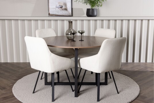 Venture Home Durango Matgruppe 120 cm Rund med 4 Rosie Stoler Valnød