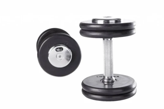 Lifemaxx Manual 60 kg - Rett stålstang med 145 mm grep og riflet overflate - Kompakt hode belagt med slitesterkt gummi