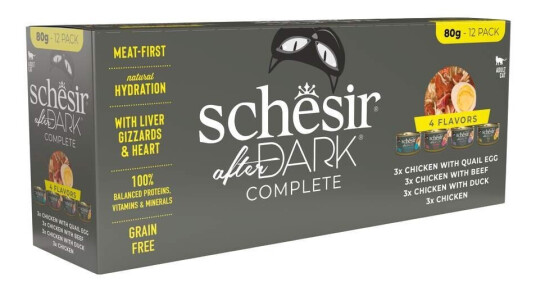 Schesir After Dark Kattemat Multipack 12 x 80g - Blandede Smaker