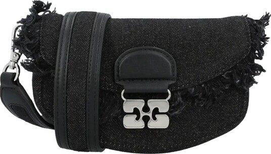 Ganni Apo G Logo Plaque Mini Shoulder Bag Black ONE SIZE