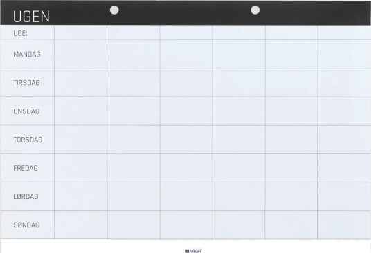 Ugeplan A4 Blok Med 52 Ark 1X21x30 Mm - Dansk Tekst - Ekskl. Holder/Tavle