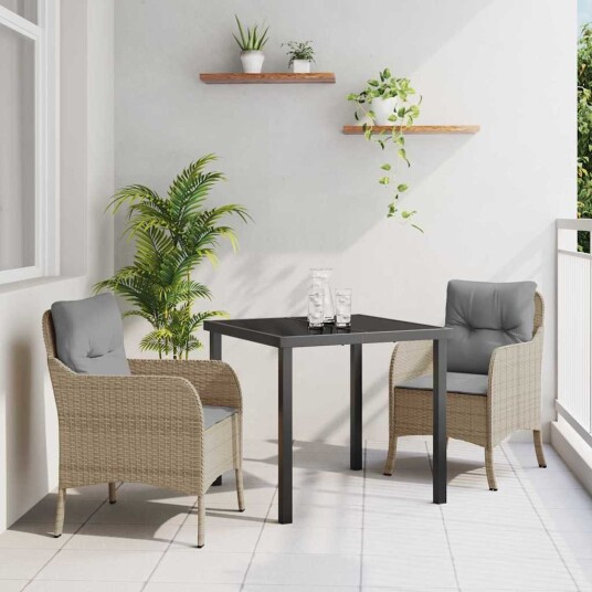 vidaXL Hage Spisegruppe 3 stk. Beige polyrotting