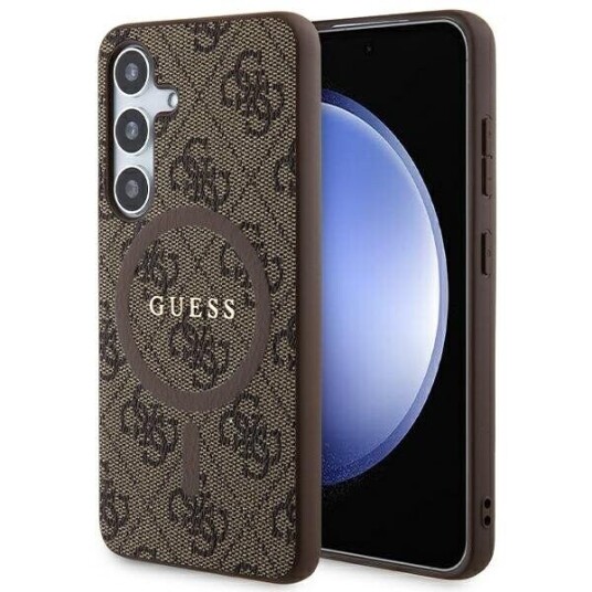 Guess Mobildeksel for Samsung Galaxy S24 MagSafe Brun Lær med Logo