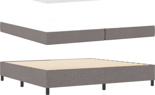 Bokseramme Senge med Madrass Taupe 200x200 cm Stoff