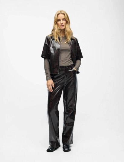 Object Objebba Hw Straight Snake Pant 141 - Brown - 34 Object Objebba Hw Straight Snake Pant 141 - Brown - 34