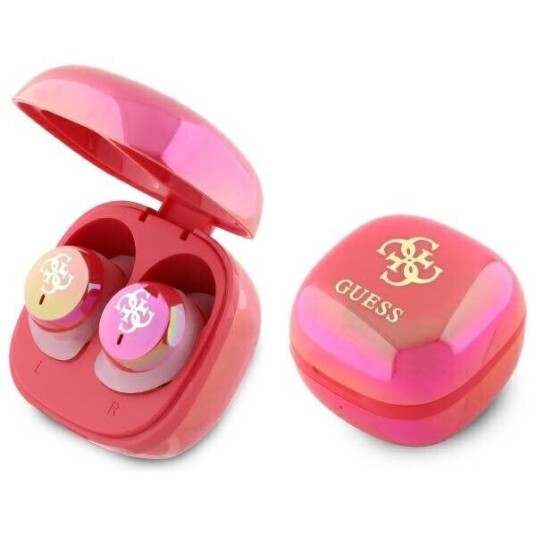 Guess GUTWSJ144ESF TWS med dokkingstasjon fuchsia skimrende 4G logo