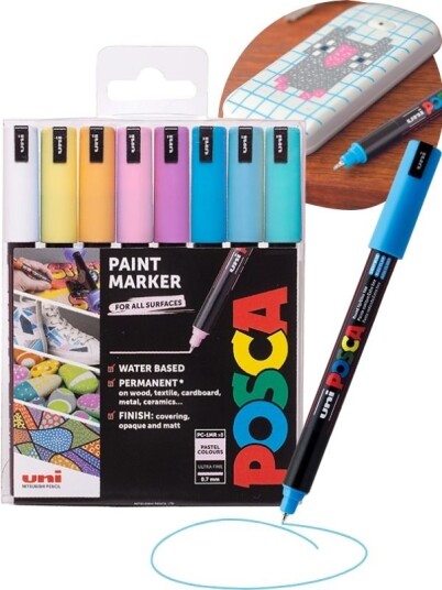 POSCA PC-1MR Marker Pastel 8 vannbaserte tusjer 0,7 mm