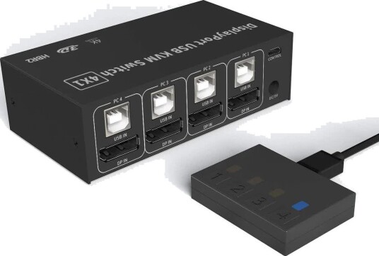 Nördic KVM-switch 4 PC til 1 DisplayPort 4K@60Hz 4xUSB-A HDCP 2.2 Nördic KVM-switch 4 PC til 1 DisplayPort 4K@60Hz 4xUSB-A HDCP 2.2