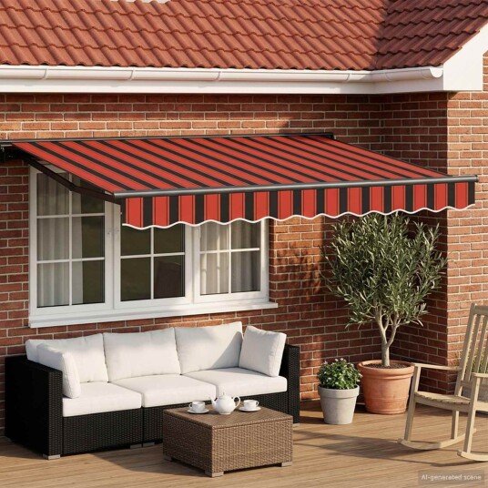 Manuell utskiftbar markise Oransje Svart og Gul 3,5 x 2 m