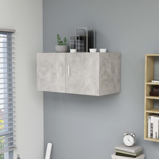 vidaXL Veggmontert skap betonggr? 80x39x40 cm sponplate vidaXL Veggmontert skap betonggr? 80x39x40 cm sponplate