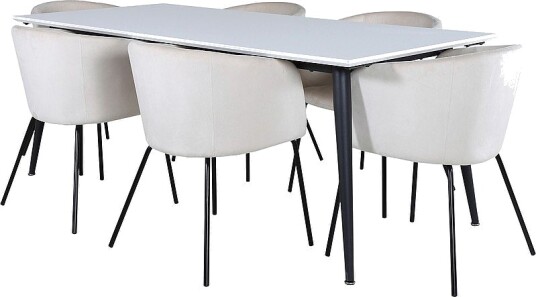 Venture Home   Spisegruppe Jimmy med 6 stk. spisestoler Berit   Hvit