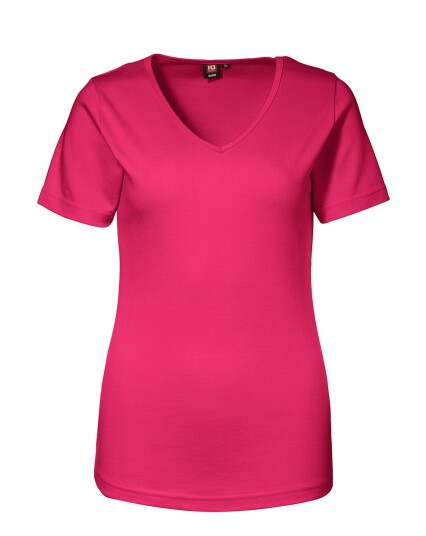 ID Feminin V hals T skjorte Pink