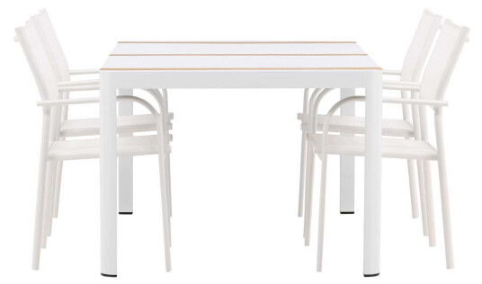 Venture Design Togo & Santorini spisegruppe Natur/hvit 4 stoler & bord 150x90 cm Natur