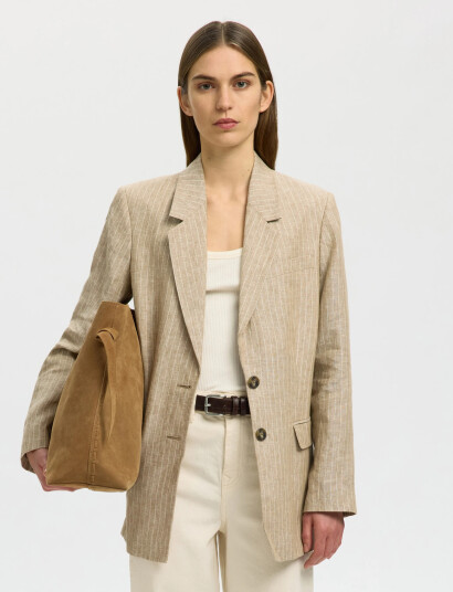 Selected Slfstella Large Suede Bag Beige ONE SIZE