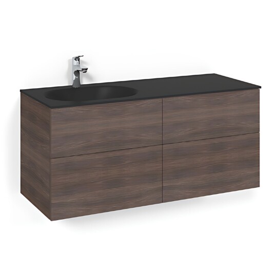 Macro Design Crown Servantskap 4-skuff - med Venstre Glasservant 120cm Brun ask / Plain/push-open Glass Edge Svart Macro Design Crown Servantskap 4-skuff - med Venstre Glasservant 120cm Brun ask / Plain/push-open Glass Edge Svart
