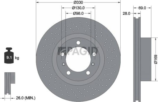 PAGID 55797NHC Bremseskive PAGID 55797NHC Bremseskive